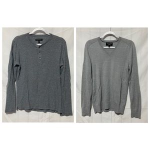 Banana Republic Mens S Sweater Merino Wool and Thermal Top 1/4 Button Gray Pima